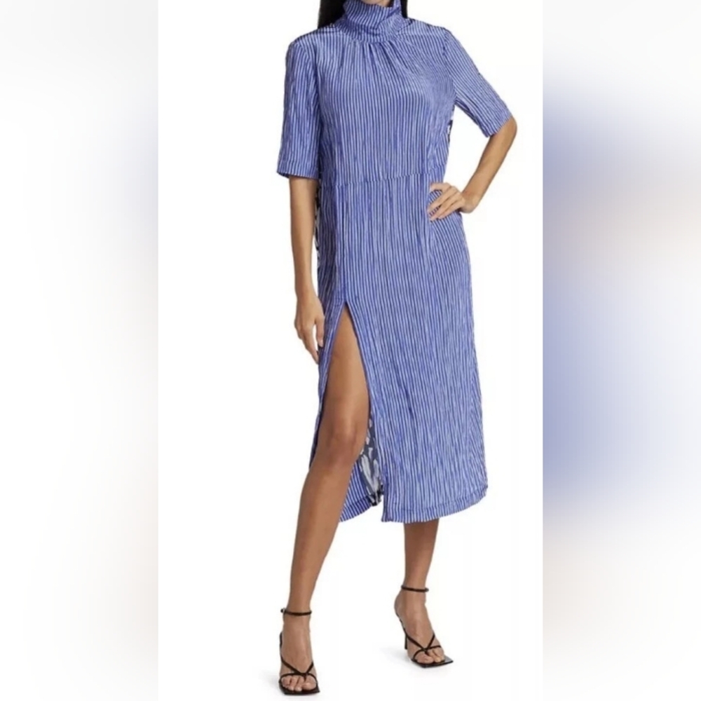 BAUM UND PFERDGARTEN Angie Blue Stripe High Neck Dress